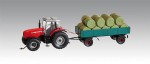 Car System Traktor MF (Wiking) mit Rundballen-Anhänger (Brekina), H0, Faller 161552