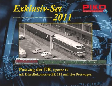 Zestaw jubileuszowy, Spalinowóz BR 118 i 4 wagony pocztowe, H0, PIKO 58110