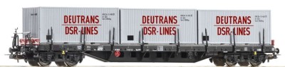 Platforma 4 os. z 3x kontener 20' DSR DR ep.IV, H0, PIKO 54829
