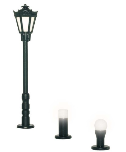 Komplet oświetlenia ogrodowego - 3 lampy, skala H0, Viessmann 6160