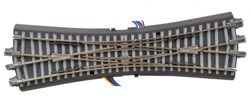 Zwrotnica krzyżowa DKW 15° anglik na podsypce z napędem , skala TT, Tillig 83790