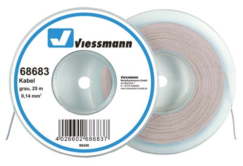 25 m przewodu 0,14 mm2 na szpuli szary, Viessmann 68683