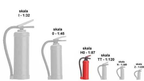 4 x gaśnica z oznaczeniami, skala H0, Weinert 32541