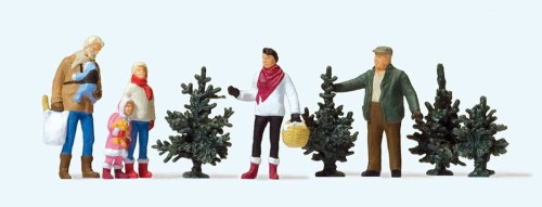 Sprzedaż choinek - 8 figur, skala H0, Preiser 10627