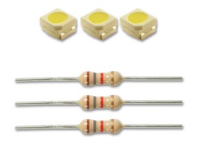 3 x LED białe 2,9 x 3,5 z opornikami, Viessmann 3556