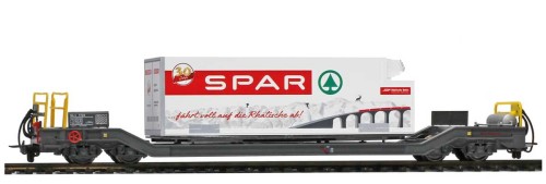 Platforma 4 os. Sb-v 7730 z kontenerem 'SPAR' RhB, H0m, Bemo 2289110