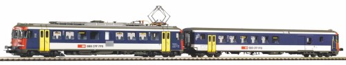 Jednostka RBe 540 + wagon z kab. sterowniczą, skala H0, PIKO 96854