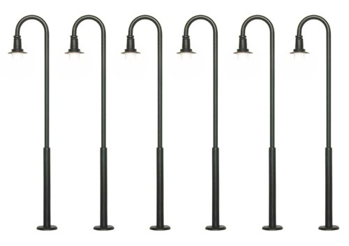 6 x Latarnia uliczna 87 mm czarna LED, skala H0, Viessmann 61406