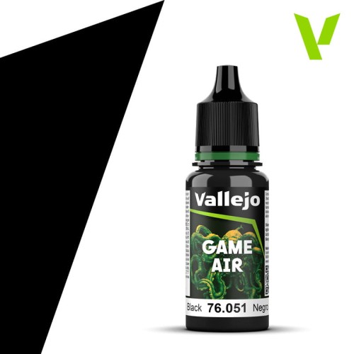 Farba akrylowa Game Air Black 18 ml, Vallejo 76051