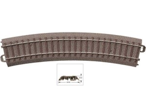 Tor łuk R2 437.5 mm 24.3° na podsypce, skala H0, TRIX 62224