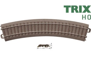 Tor łuk R1 360 mm 30° na podsypce, skala H0, TRIX 62130