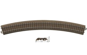 Tor łuk R5 643.6 mm 30° na podsypce, skala H0, TRIX 62530