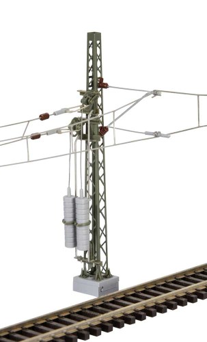 Maszt trakcyjny z kompletnym odciągiem podwójnym, skala TT, Viessmann 4264
