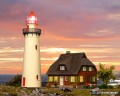 Latarnia morska Hiddensee z budynkiem gospodarczym, skala H0, Kibri 39153