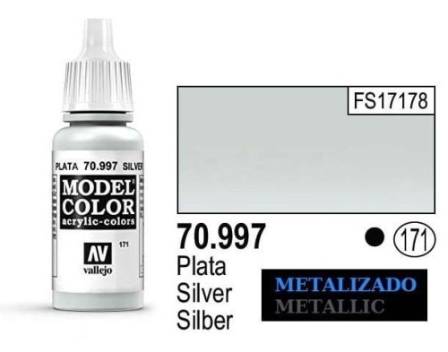 Farba akrylowa - Model color (171) Silver17ml, Vallejo 70997