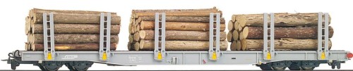 Wagon platforma Sp-w 8353 z drewnem RhB, H0m, BEMO 2281113
